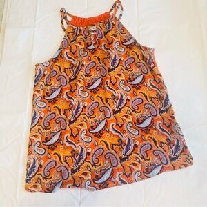 Market & Spruce Orange Paisley Tank Top